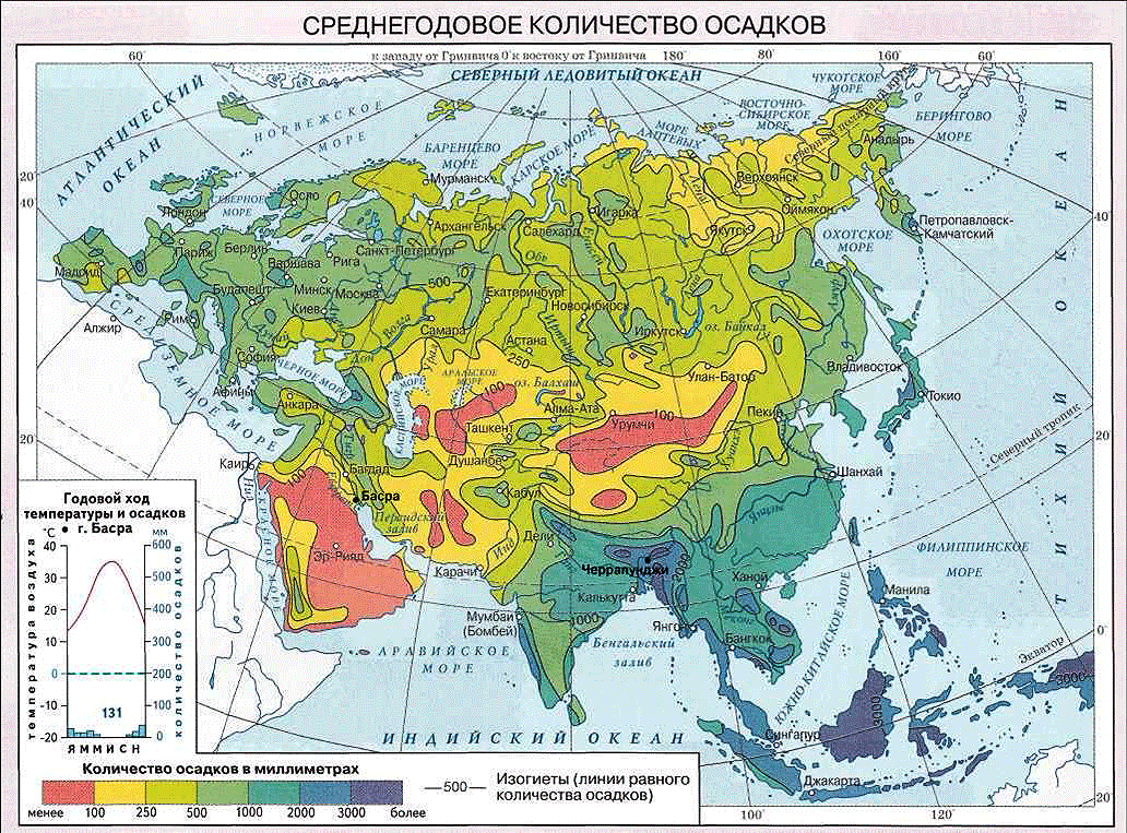 Карта осадков география